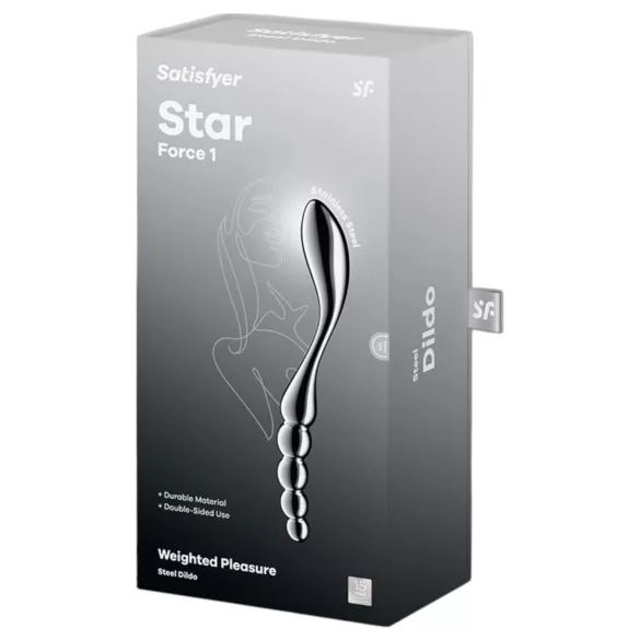 Satisfyer Star Force 1 - dildo metalic cu bile - oțel inoxidabil argintiu