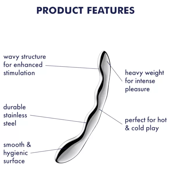 Satisfyer Cosmic Crest 2 - dildo metalic ondulat - oțel inoxidabil argintiu