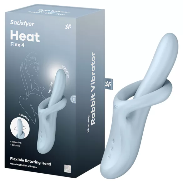 Satisfyer Heat Flex 4 - vibrator cu braț clitoridian încălzitor (albastru)