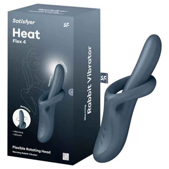 Satisfyer Heat Flex 4 - vibrator cu braț pentru clitoris cu încălzire (gri)