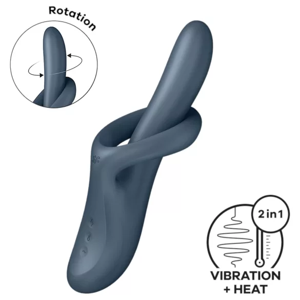 Satisfyer Heat Flex 4 - vibrator cu braț pentru clitoris cu încălzire (gri)