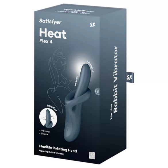 Satisfyer Heat Flex 4 - vibrator cu braț pentru clitoris cu încălzire (gri)