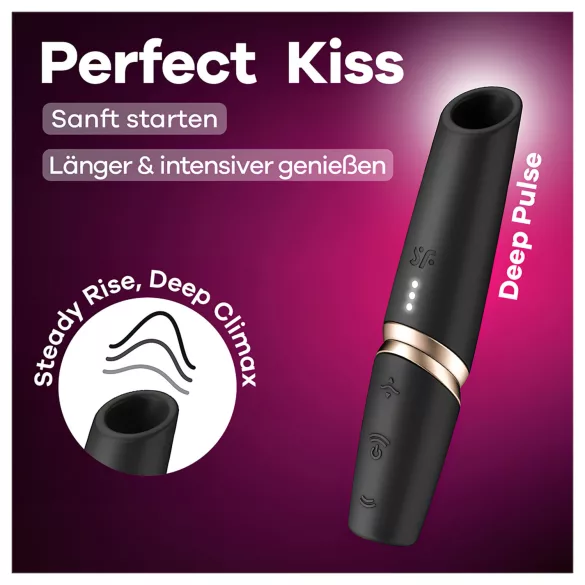 Satisfyer - vibrator tip ruj - stimulare clitoris - negru