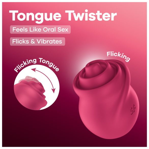 Satisfyer Tongue Twister - vibrator cu limbă rotativă pentru clitoris - roz