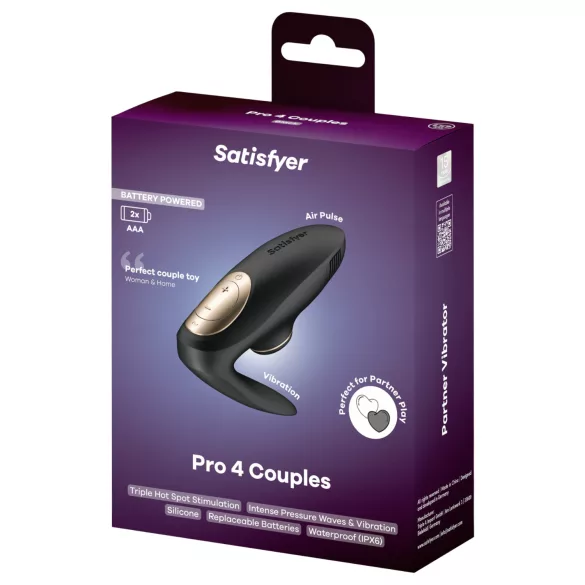 Satisfyer Pro 4 Couples - vibrator pentru cuplu cu unde de aer - negru
