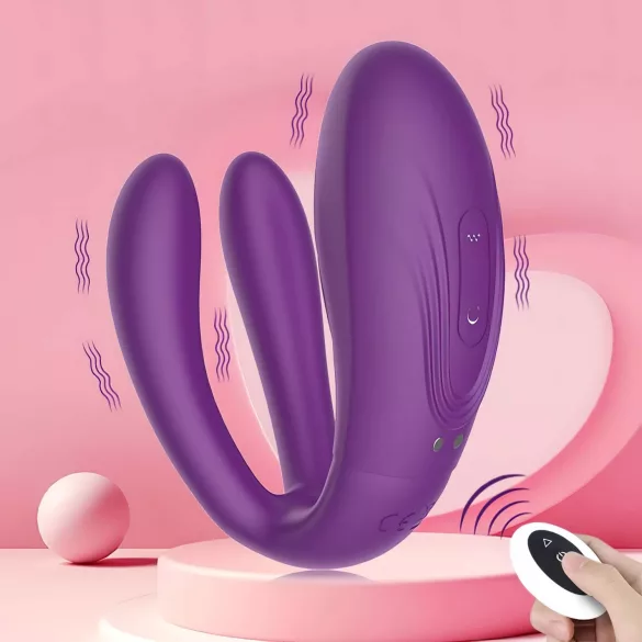 Mrow - vibrator pentru cuplu, 3 motoare, rezistent la apă, reîncărcabil, mov