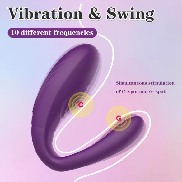 Mrow - vibrator pentru cuplu, 3 motoare, rezistent la apă, reîncărcabil, mov