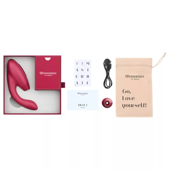 Womanizer Duo 2 - Vibrator 2în1 punctul G și clitoridian - roșu