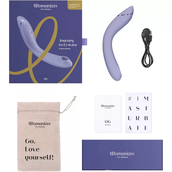 Womanizer OG - vibrator G-spot 2în1 cu unde de aer, reîncărcabil - mov