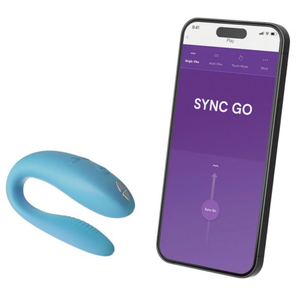 We-Vibe Sync Go - vibrator pentru cuplu inteligent reîncărcabil - turcoaz