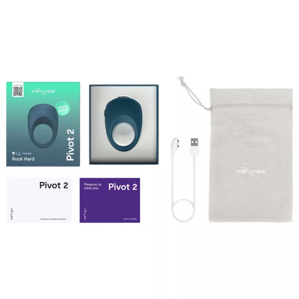 We-Vibe Pivot 2 - Inel penian cu vibrații controlat prin aplicație, pentru bărbați (albastru)