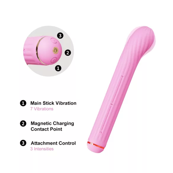 Magic Stick - vibrator cu capete interschimbabile (roz)