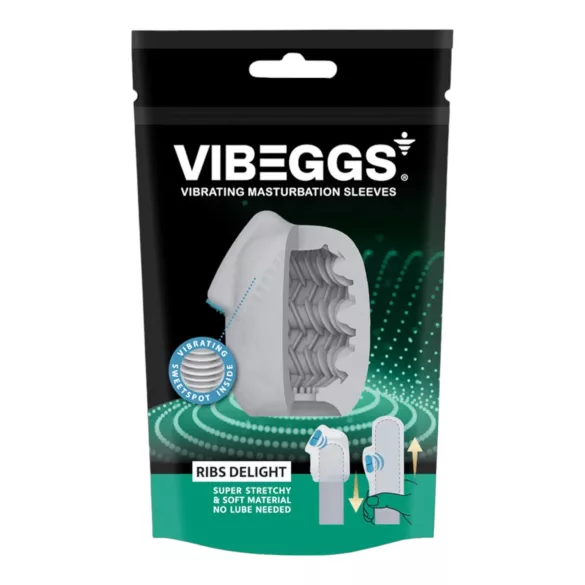 VIBEGGS Ribs Delight - ou vibrator masturbator - texturat - alb