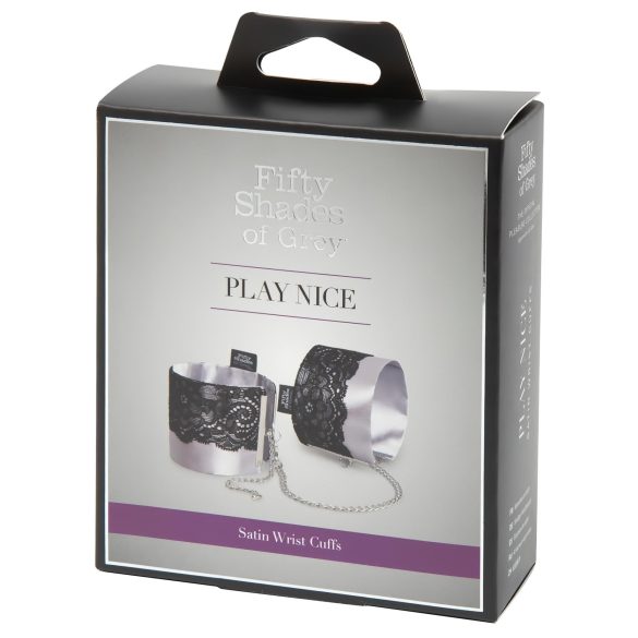 Fifty Shades of Grey - cătușe din satin - argintiu