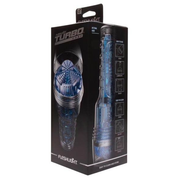 Fleshlight Turbo Core - masturbator cu efect de sucțiune - albastru