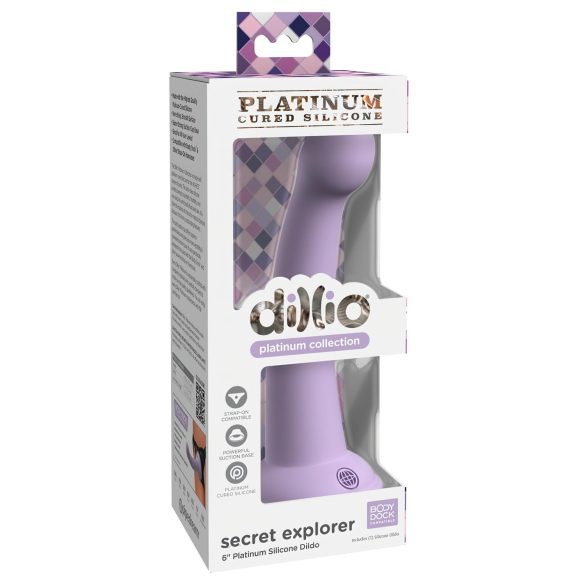 Dillio Secret Explorer - dildo cu ventuză (17cm) - mov