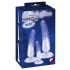 Set antrenor anal Crystal Clear - 3 piese (transparent-albastru)