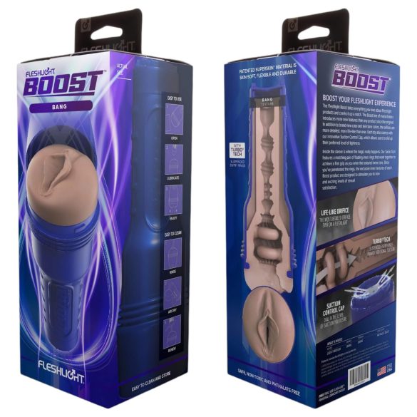 Fleshlight Boost Bang - masturbator tip vagin realist - silicon culoare naturală