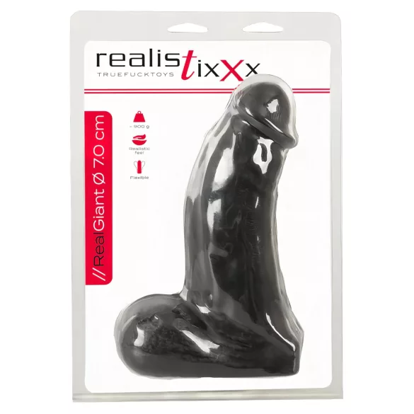 Realistixxx - dildo realist cu testicule - 22 cm - negru