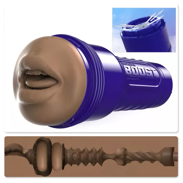 Fleshlight Boost Blow - masturbator tip gură realistă - nuanță maro