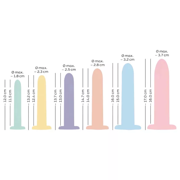 You2Toys - Six in a Row - set de antrenament dildo - 6 bucăți (colorate)