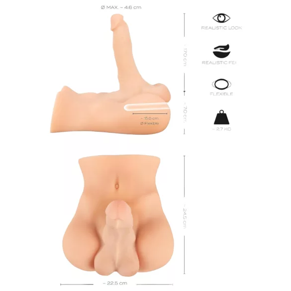 Realistixxx Deluxe Man 02 - torzo masculin realist - silicon natur