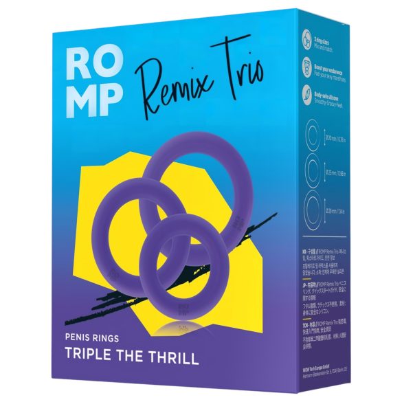 ROMP Remix Trio - set inele pentru penis - 3 bucăți - mov