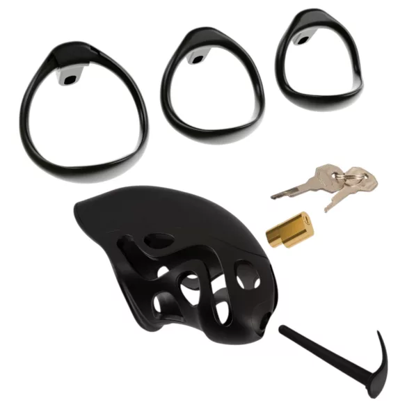 You2Toys - cușcă pentru penis cu dop uretral - negru