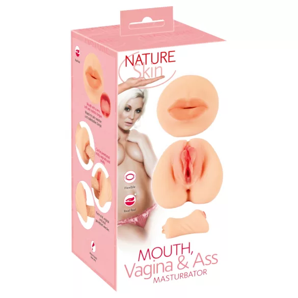 Nature Skin - masturbator vaginal și oral (culoare naturală)