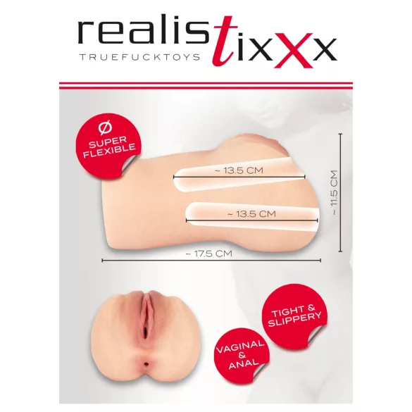 Realistixxx Real Stroker - vaginǎ și masturbator anal realist (culoare corporală)