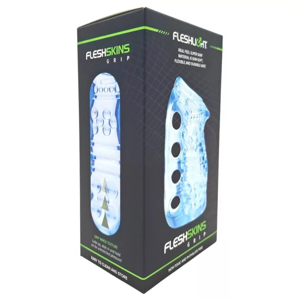 Fleshlight Fleshskins Grip Blue Ice - masturbator deschis la ambele capete (albastru)