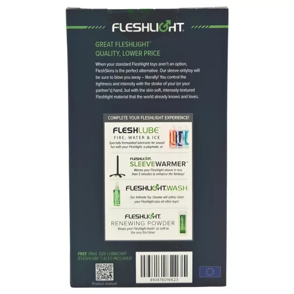 Fleshlight Fleshskins Grip Blue Ice - masturbator deschis la ambele capete (albastru)