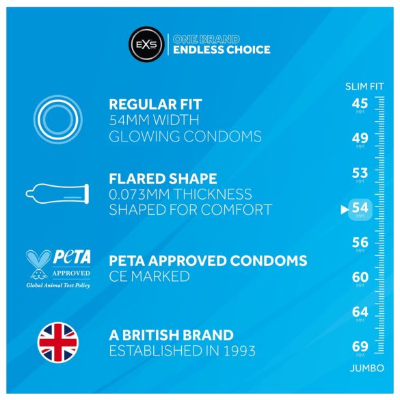 EXS - prezervative fosforescente - set 3 bucăți
