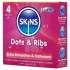 Skins - prezervative texturate cu dungi și puncte - 4 bucăți