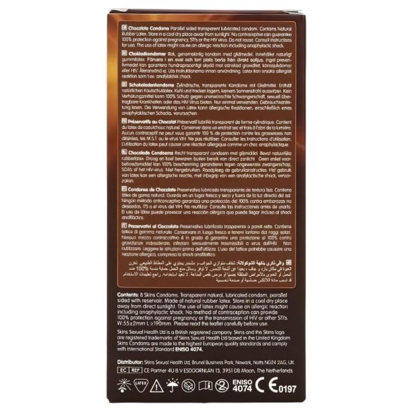 Skins - prezervative aromă de ciocolată - 8 bucăți