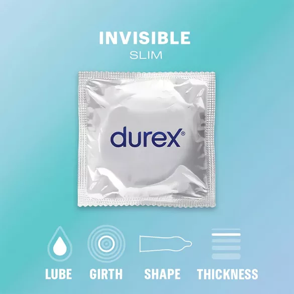 Durex Invisible Slim - prezervative ultra subțiri - 10 bucăți