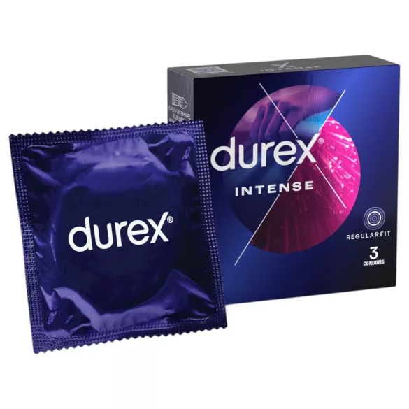 Durex Intense - prezervative texturate cu nervuri și puncte (3 bucăți)