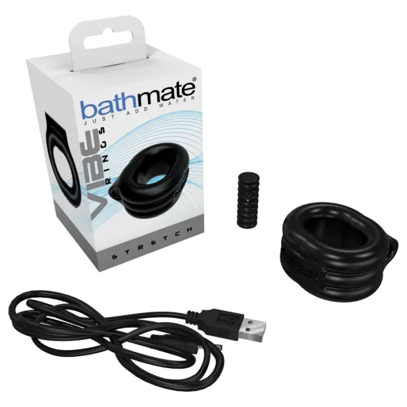 Bathmate Vibe Ring Stretch - inel penian vibrator reîncărcabil (negru)