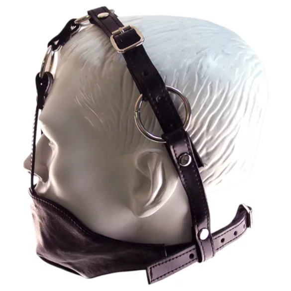 Rouge - mască din piele naturală cu muștiuc - negru