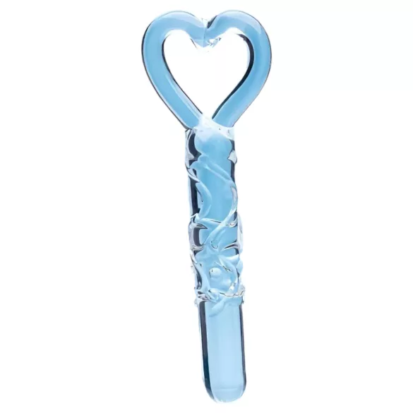 Clarity - dildo din sticlă cu mâner inimă - transparent