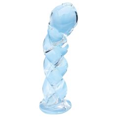 Clarity - dildo din sticlă cu model împletit - transparent