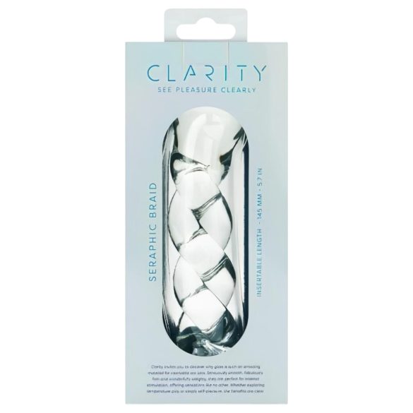 Clarity - dildo din sticlă cu model împletit - transparent