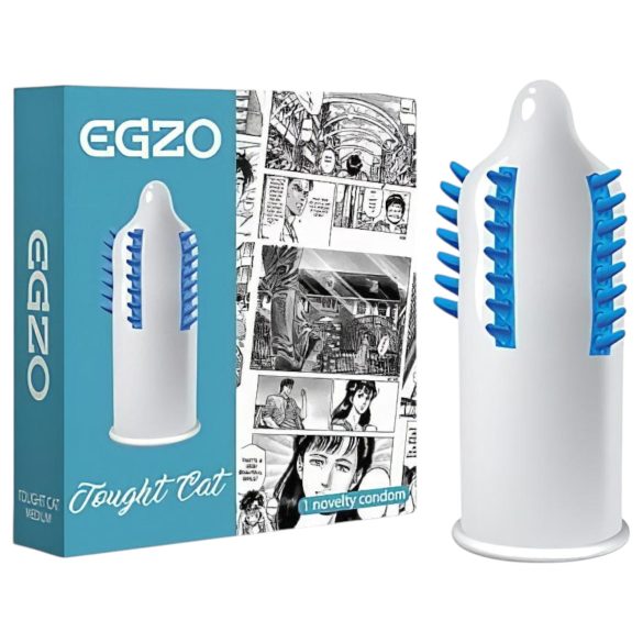 Egzo Tough Cat – prezervativ cu textură cu inele și peri, 1 bucată