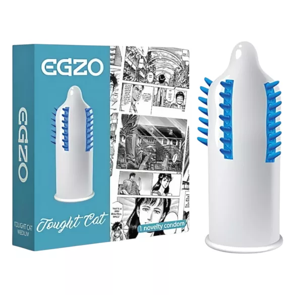 Egzo Tough Cat - prezervativ texturat cu vergeturi și peri - 1 buc