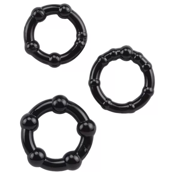 Lonely Stay Hard - set inele pentru penis - silicon negru - 3 piese