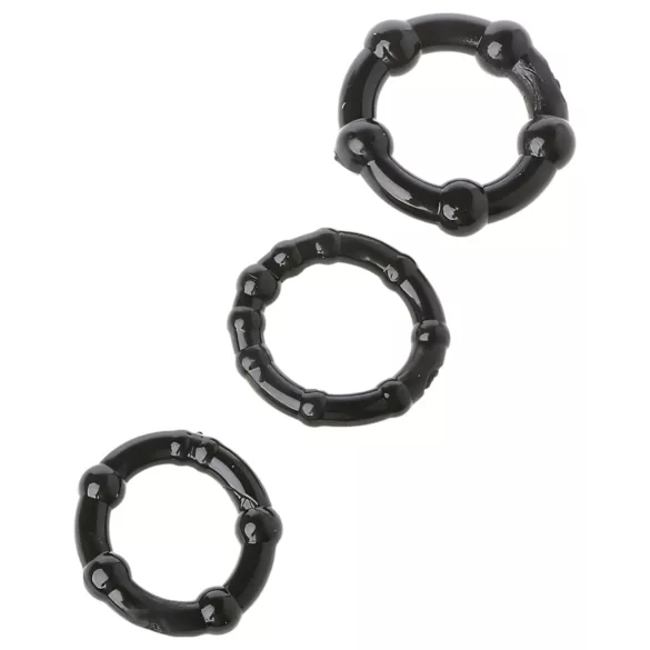 Lonely Stay Hard - set inele pentru penis - silicon negru - 3 piese