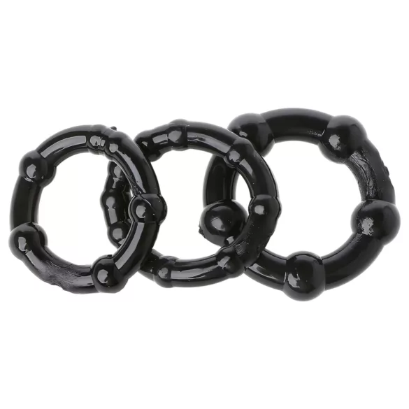 Lonely Stay Hard - set inele pentru penis - silicon negru - 3 piese
