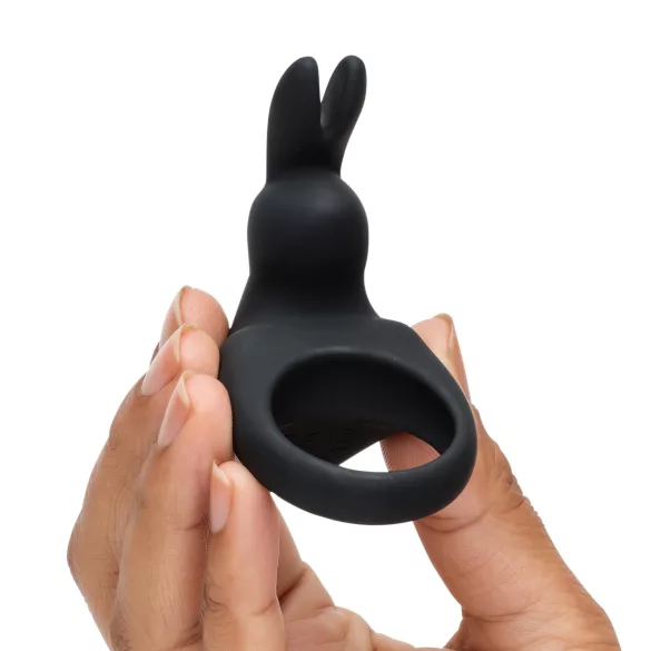 Happyrabbit - inel pentru penis cu vibrații, reîncărcabil - negru