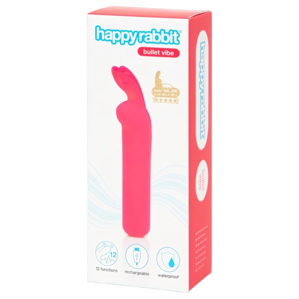 Happyrabbit Bullet - vibrator cu iepuraș, roz, reîncărcabil