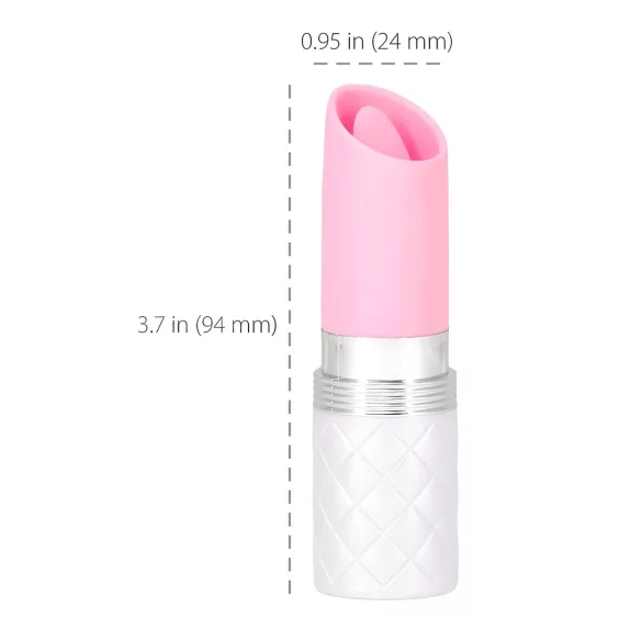 Pillow Talk Lusty - vibrator tip baghetă cu limbă, pe acumulator (alb-roz)